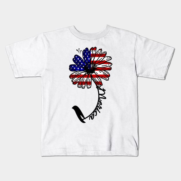 Patriotic Daisy Flag Merica Cute 4th Of July Womens Gift Kids T-Shirt by Kimmicsts